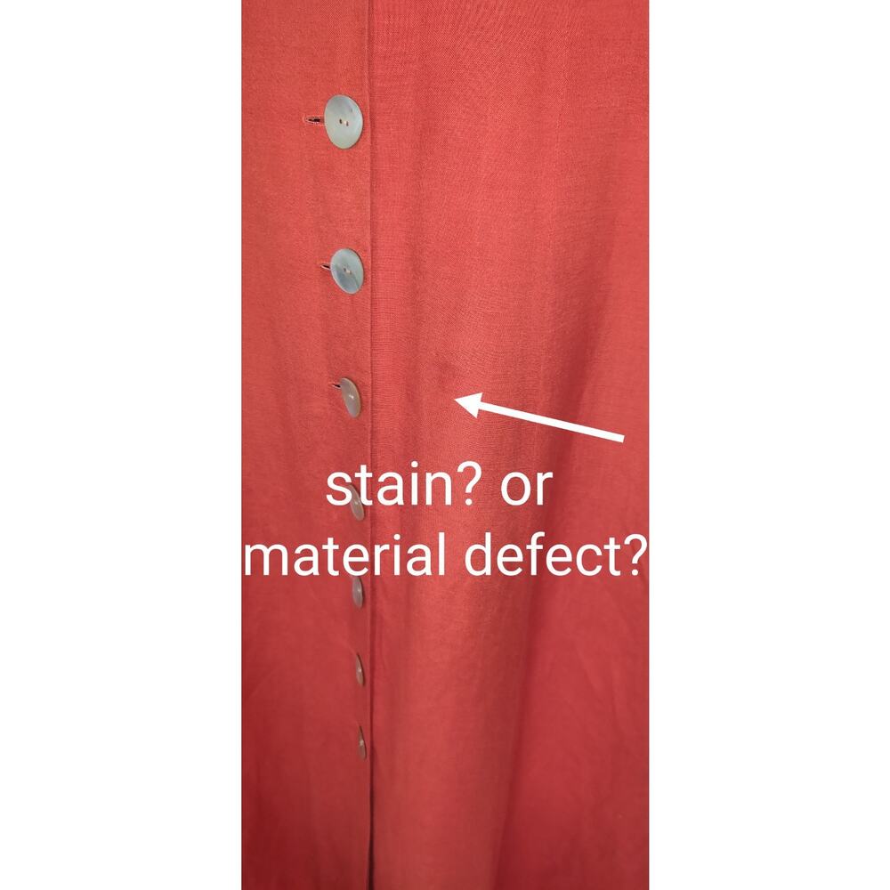 Coldwater Creek Orange Linen Blend Dress Sz 14 Mother Pearl Buttons Down FLAWS - Picture 16 of 16